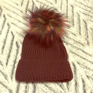 Burgundy Pom-Pom hat
